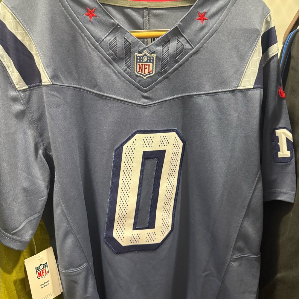 NFL Blue and White Jersey with Red Accents